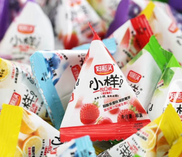 好彩头小样酸Q糖水果汁软糖三角包结婚喜糖批发糖果散装零食