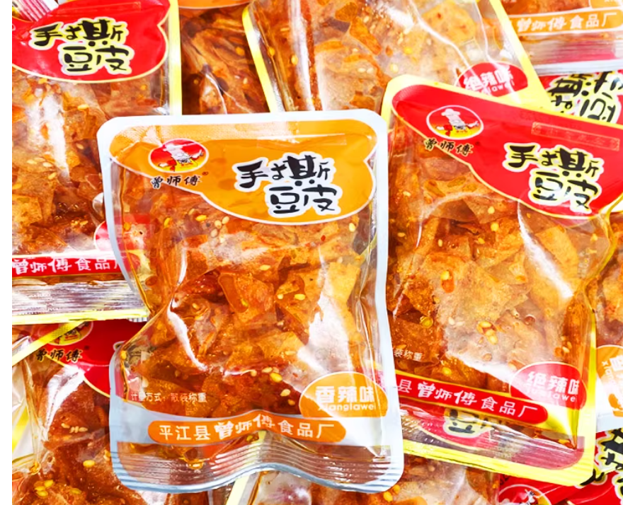 湖南特产平江香辣豆干曾师傅手撕豆皮500g麻辣零食辣条混搭小包装